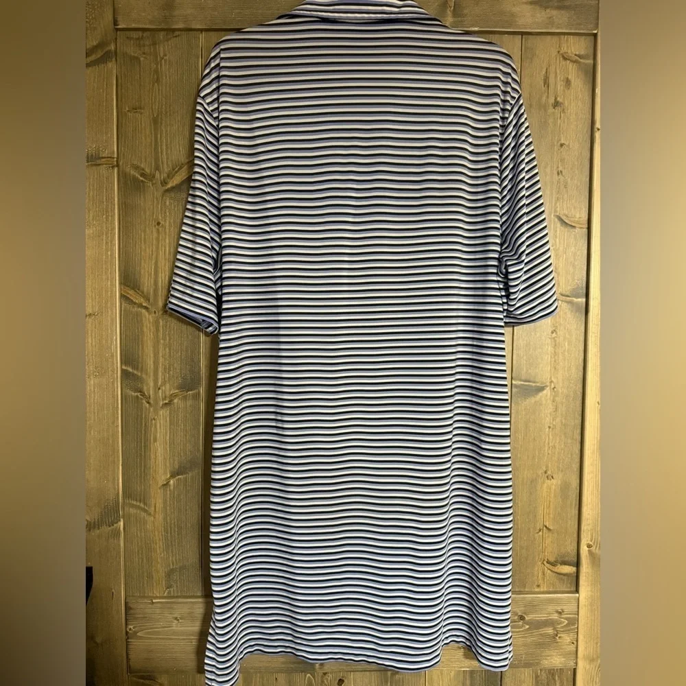 RLX Ralph Lauren Blue & White Striped Performance Polo (L)